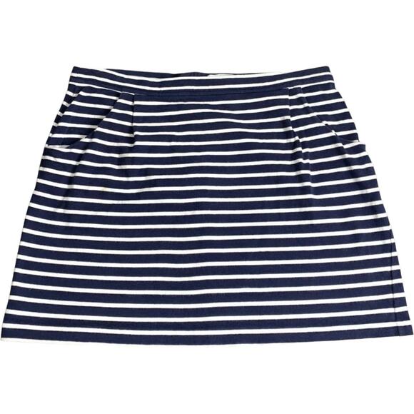 Crown & Ivy Nav/ White Nautical Stripes Cotton Mini Skirt, S - Picture 1 of 4
